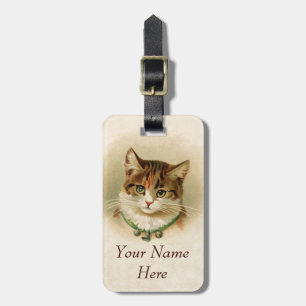 Étiquette À Bagage Chaton mignon avec des cloches sur le collier -