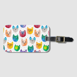 Étiquette À Bagage Chats aquarelles et amis