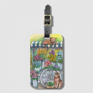 Étiquette À Bagage Chats au socle de fleurs