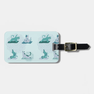 Étiquette À Bagage Chats de yoga vert