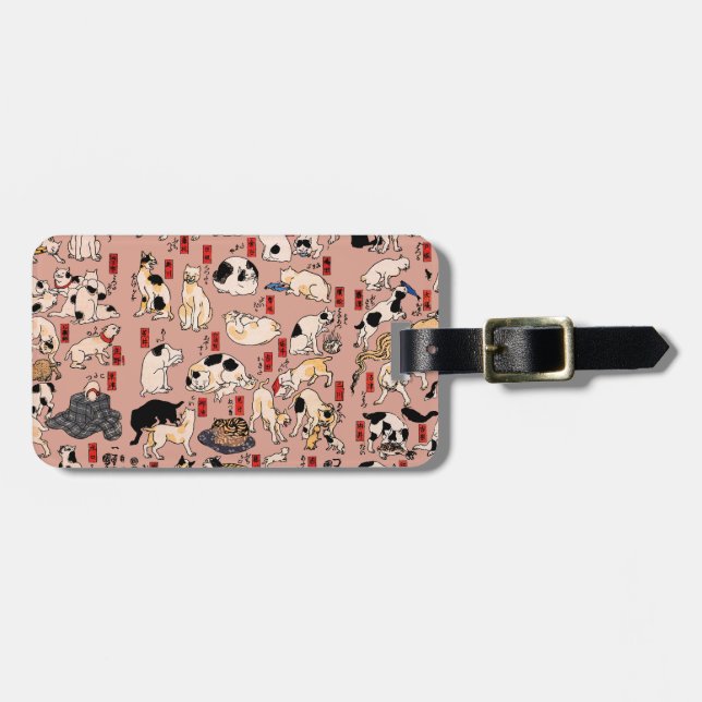 Étiquette À Bagage chats japonais Ukiyo-e Funny kitty (Devant horizontal)