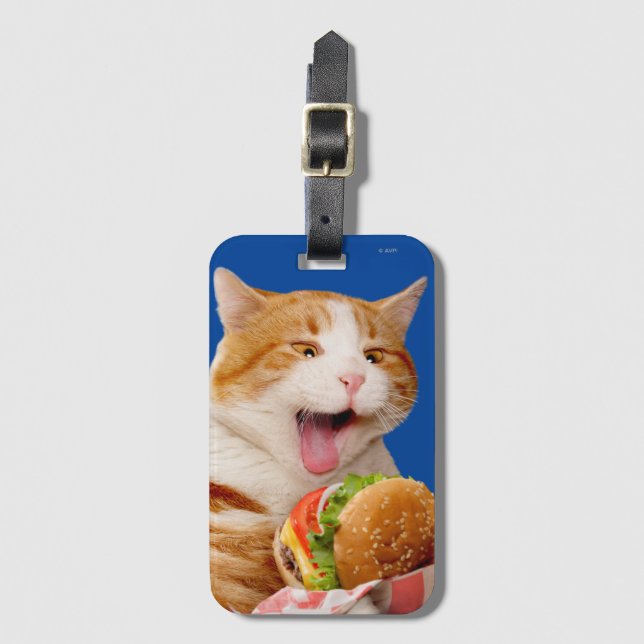 Étiquette À Bagage Cheeseburger mangeant des chats (Devant Vertical)