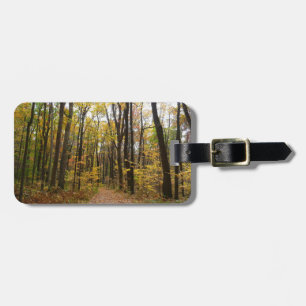 Étiquette À Bagage Chemin d'automne et Feuilles d'or au parc Laurel H