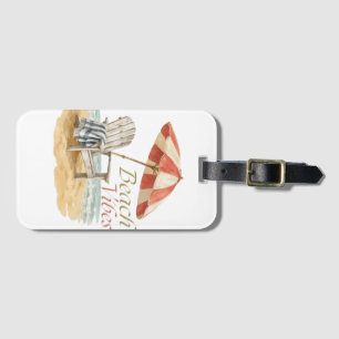 Étiquette À Bagage Chemise d'été à aquarelle de chaise de plage Vibes