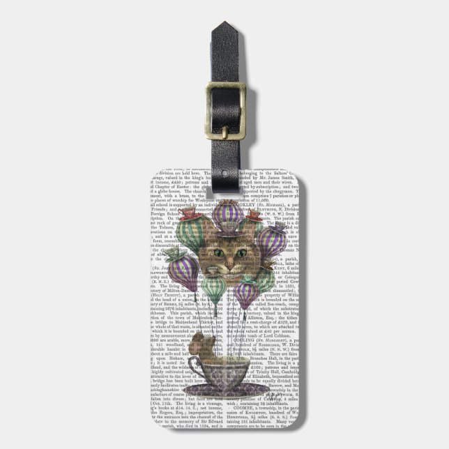 Étiquette À Bagage Cheshire Chat Hot Air Balloon (Devant Vertical)