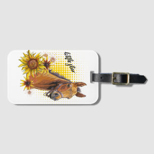 Étiquette À Bagage Cheval à main avec tournesol T-shirt Épicerie