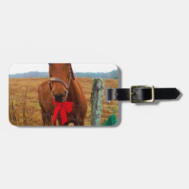 Étiquette À Bagage Cheval de Noël (Devant horizontal)