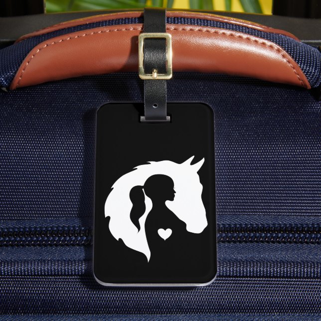 Étiquette À Bagage Cheval et fille cheval amoureux silhouette coeur (Insitu Rectoal 2)