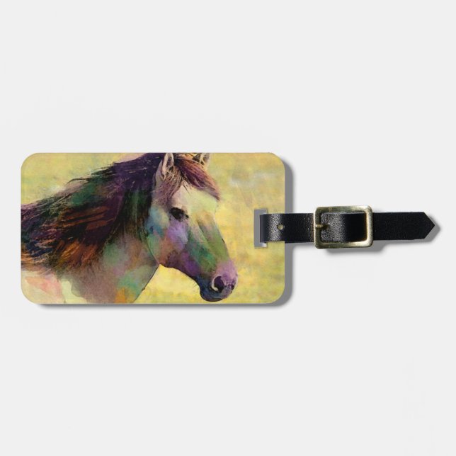 Étiquette À Bagage Cheval pour aquarelle (Devant horizontal)