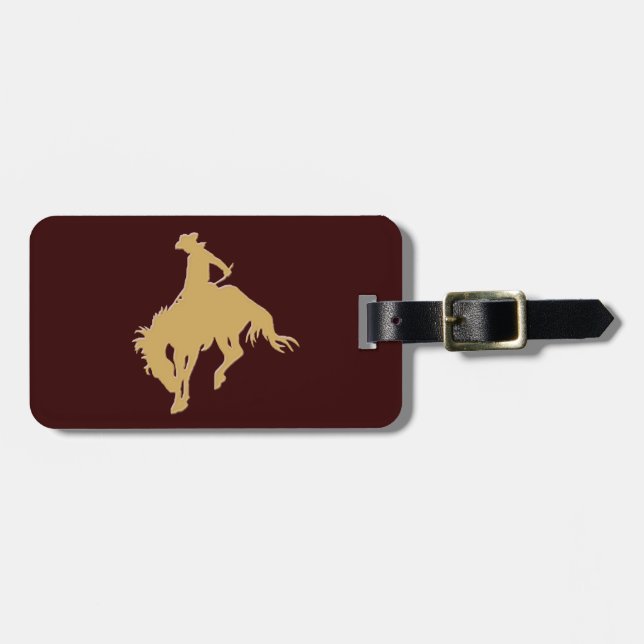 Étiquette À Bagage Cheval s'opposant de cowboy d'or (Devant horizontal)