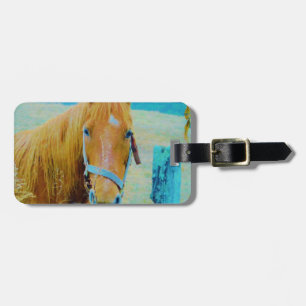 Étiquette À Bagage Cheval teinté par bleu de denim
