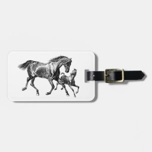 Étiquette À Bagage Cheval vintage Mère Bébé Foie