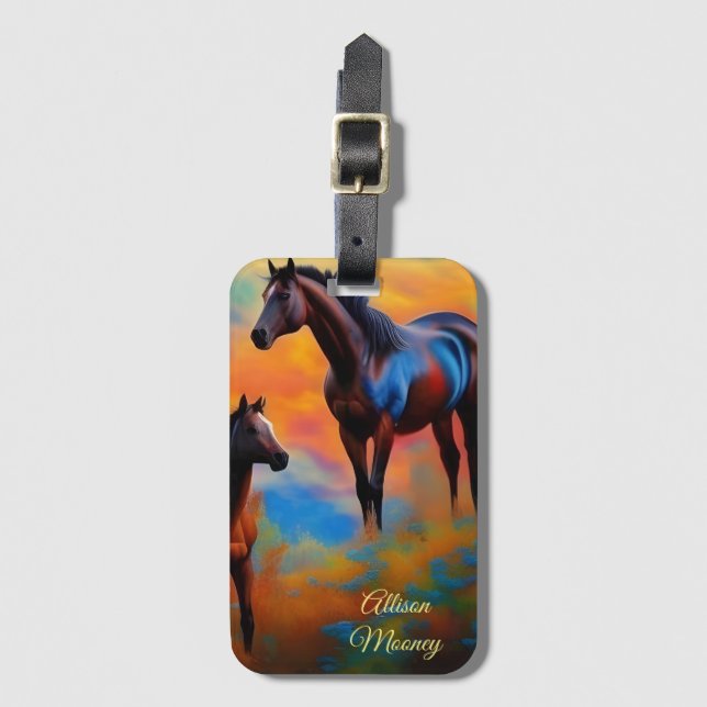 Étiquette À Bagage Chevaux sauvages *personnalisez* (Devant Vertical)