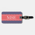 Chevron Stripes Personnalisé Monogramme Marine Cor