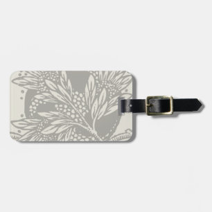 Étiquette À Bagage Chic Art Nouveau feuille noir blanc botanique