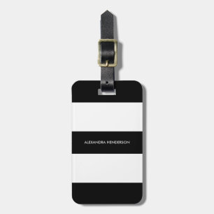 Étiquette À Bagage Chic Black Stripe Travel   Balise de bagage