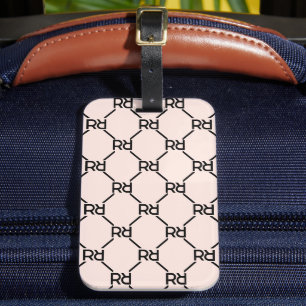 Étiquette À Bagage Chic Blush Rose Monogramme Initial Élégant Luxe