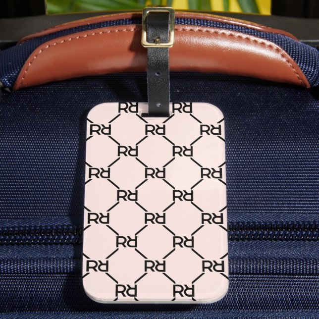 Étiquette À Bagage Chic Blush Rose Monogramme Initial Élégant Luxe (Insitu Rectoal 2)