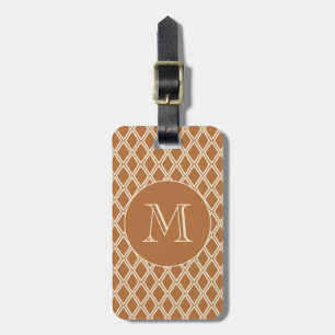 Étiquette À Bagage Chic Bronze ivoire diamant Motif Monogramme