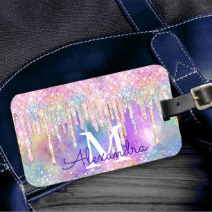 Étiquette À Bagage Chic coloré unicorne goutte parties scintillant mo