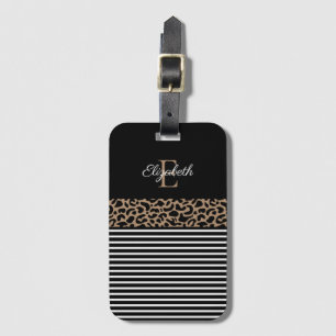 Étiquette À Bagage Chic Monogram noir Poster de animal léopard