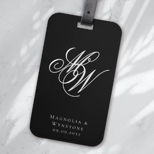 Étiquette À Bagage Chic Monogram Nouveaux mariés