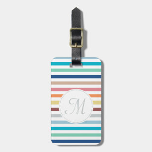 Étiquette À Bagage Chic Monogram Pastel Arc-en-ciel bandes horizontal