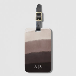 Étiquette À Bagage Chic Monogramme Aquarelle Noyer Brown Ombre