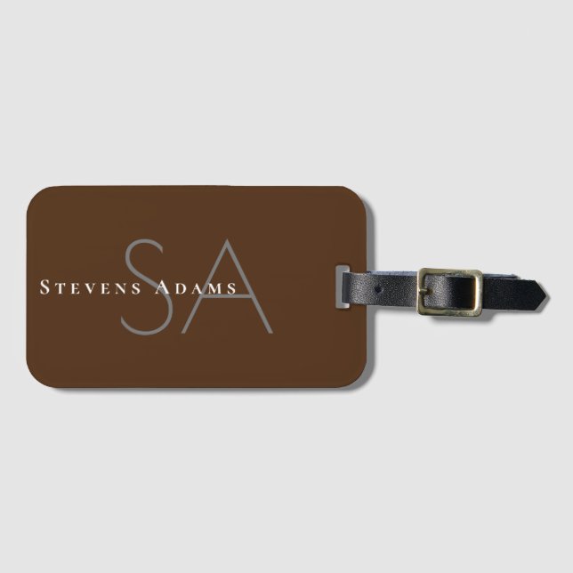Étiquette À Bagage Chic Professional Brown Monogrammé (Devant Horizontal)