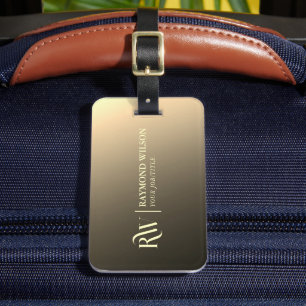 Étiquette À Bagage Chic professionnel dégradé Faux or Monogramme