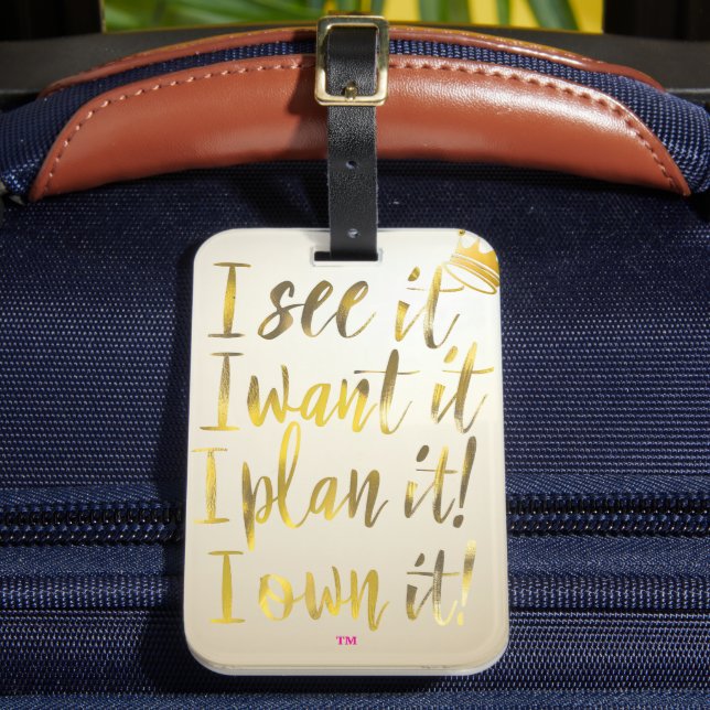 Étiquette À Bagage Chic Typographie Script Doré Texte Motivation  (Insitu Rectoal 2)