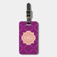Chic violet girly grec clé motifs monogramme