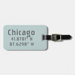 Étiquette À Bagage Chicago Latitude Longitude personnalisée