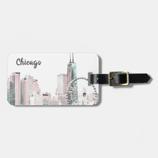 Étiquette À Bagage Chicago Skyline
