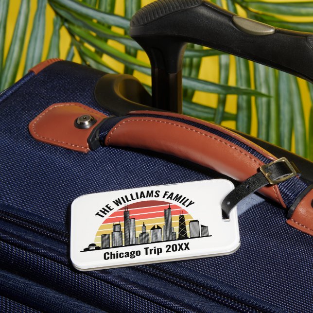 Étiquette À Bagage Chicago Sunset Customized Family Trip (Insitu Rectoal 3)