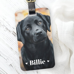 Étiquette À Bagage Chien animal de compagnie nom photo coeur