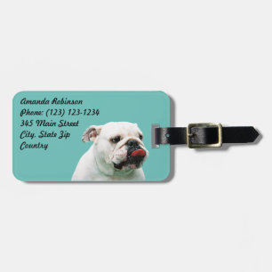 Étiquette À Bagage Chien blanc mignon Bulldog