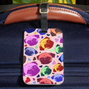 Étiquette À Bagage Chien Chiot Carlin Style PopArt Rétro