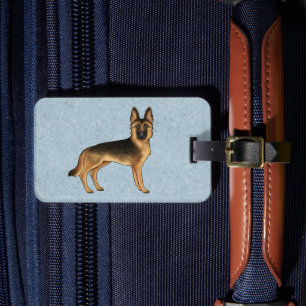 Étiquette À Bagage Chien de berger allemand noir et feu avec texte pe