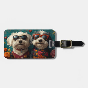 Étiquette À Bagage Chien de berger anglais ancien avec la Saint-Valen