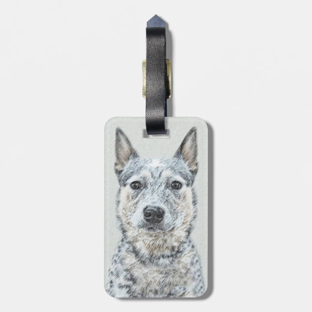 Étiquette À Bagage Chien de bétail australien - Cute Original Dog Art (Dos Vertical)