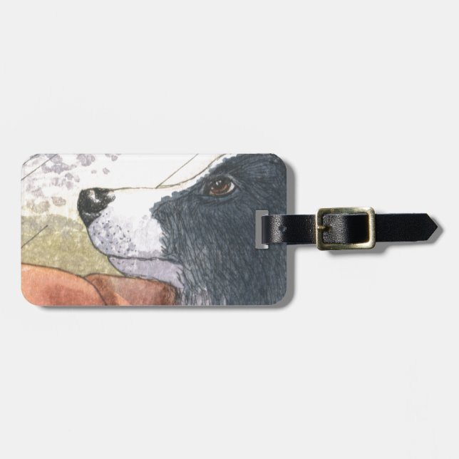 Étiquette À Bagage Chien de border collie attendant dans la voiture (Devant horizontal)