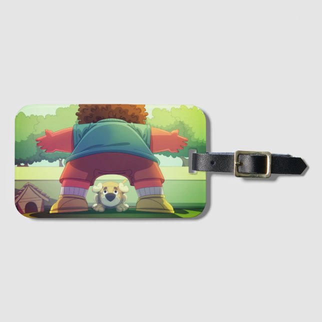 Étiquette À Bagage Chien de dessin (Devant Horizontal)