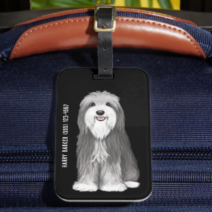 Étiquette À Bagage Chien de dessin animé Bearded Collie mignon