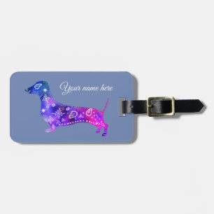 Étiquette À Bagage Chien de mandala, bracelet en cuir d'étiquette de