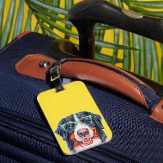 Étiquette À Bagage Chien de montagne bernois de l'Hipster coloré