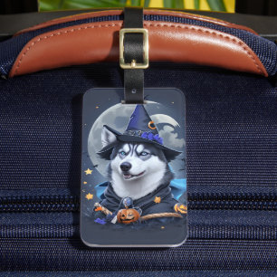 Étiquette À Bagage Chien Husky Enchanted : Délice d'Halloween magique