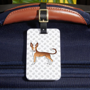 Étiquette À Bagage Chien Ibizan Hound à poil lisse rouge et blanc ave