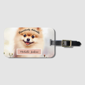 Étiquette À Bagage Chien mignon, Poméranien