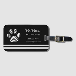 Étiquette À Bagage Chien noir rayé Paw Pet Pet Service de toilettage